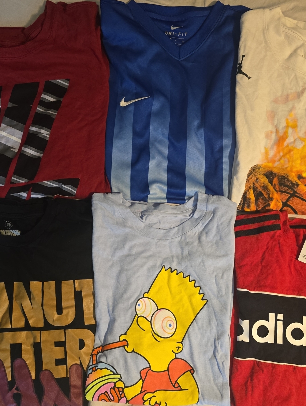 Lot of 6 Men's Graphic T-Shirts Size Small Nike Jordan Adidas Bart Simpson Meme